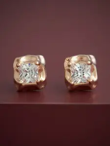 Kushal's Fashion Jewellery 92.5  Silver Rose Gold-Plated Classic Studs