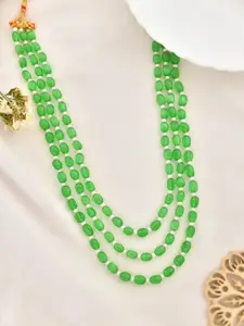 Silvermerc Designs Gold-Plated Artificial Beaded Triple Layered Necklace