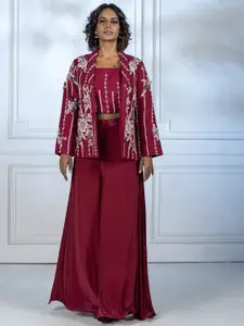 GloballyRonakRBafna Tailored Fit Embroidered Notched Lapel Long Sleeve Blazer