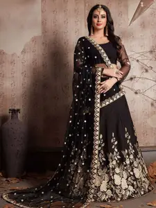 ODETTE Embroidered Thread Work Semi-Stitched Lehenga & Unstitched Blouse With Dupatta