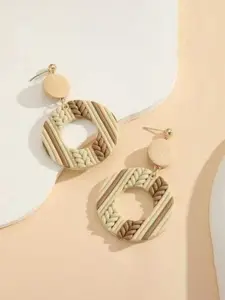 VMA PLAY FASHION Gold-Plated Circular Shaped Drop Earrings