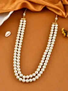 Silvermerc Designs Gold-Plated Pearls Beaded Double-Strand Necklace