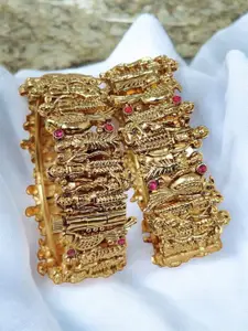 The Pari Set Of 2 Copper-Plated Stone-Studded Bangles