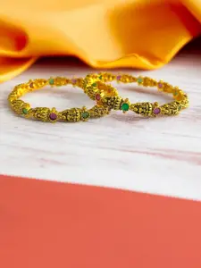 The Pari Set Of 2 Gold-Plated American Diamond-Studded Bangles