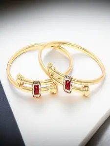 The Pari Set Of 2 Gold-Plated Artificial Stone-Studded Bangles