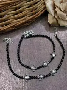 HIGH TRENDZ Silver-Plated Artificial Beaded Anklets