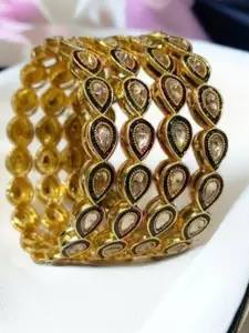 The Pari Set Of 4 Gold-Plated Stone-Studded Bangles
