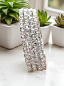 The Pari Set Of 4 Silver-Plated American Diamond-Studded Bangles