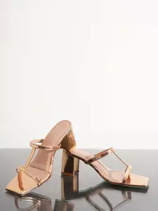 JM Looks Women T-Strap Chunky Block Heel Sandals