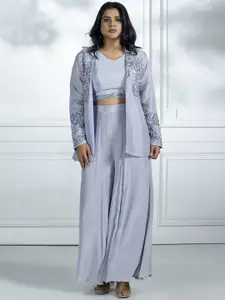 GloballyRonakRBafna Tailored Fit Embroidered Notched Lapel Long Sleeve Blazer