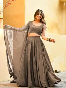 DIVASTRI Embroidered Sequinned Semi-Stitched Lehenga & Unstitched Blouse With Dupatta