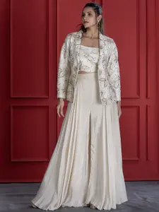 GloballyRonakRBafna Tailored Fit Embroidered Notched Lapel Long Sleeve Blazer