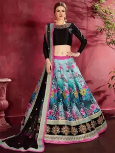 ODETTE Embroidered Thread Work Semi-Stitched Lehenga & Unstitched Blouse With Dupatta