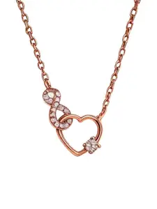 Luxevogue Women 925 Sterling Silver Rose Gold Plated Infinity Heart Pendant Neckalce