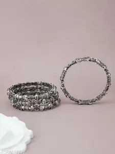 The Pari Set Of 4 Silver-Plated Artificial Stone-Studded Bangles