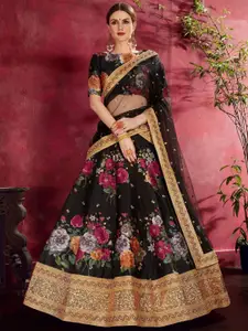 ODETTE Printed Semi-Stitched Lehenga & Unstitched Blouse With Dupatta