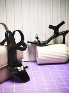 JM Looks Women Embellished Party Slip-on Kitten Heel Sandals