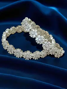 The Pari Set Of 2 Rhodium-Plated American Diamond-Studded Bangles