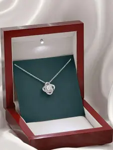 Rakva Silver-Plated Zircon Sterling Silver Chain With Pendant