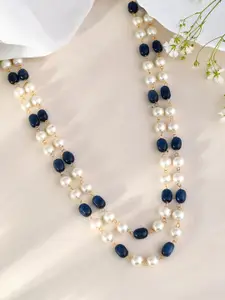 Silvermerc Designs Women Brass Gold-Plated Beaded Double-Strand Necklace