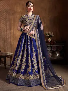 ODETTE Embroidered Thread Work Semi-Stitched Lehenga & Unstitched Blouse With Dupatta