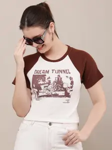 Raabta Fashion Women Graphic Printed Short Sleeves Top