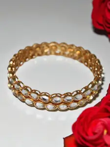 Jolly Faces Set Of 2 Gold-Plated Kundan-Studded Bangles