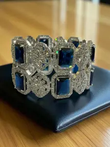 The Pari Set Of 2 Rhodium-Plated American Diamond-Studded Bangles