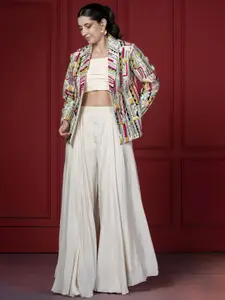 GloballyRonakRBafna Tailored Fit Embroidered Notched Lapel Long Sleeve Blazer