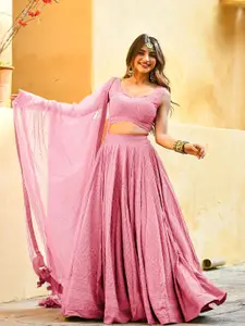 DIVASTRI Embroidered Semi-Stitched Lehenga & Unstitched Blouse With Dupatta