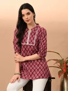 Anouk Rustic Women Paisley Printed Shirt Collar Pure Cotton Kurti