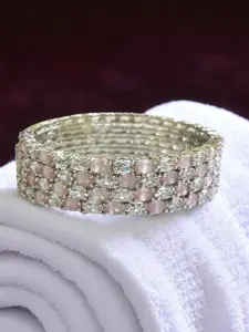 The Pari Set Of 4 Rhodium-Plated American Diamond-Studded Bangles