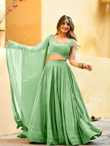 DIVASTRI Women Embroidered Sequinned Semi-Stitched Lehenga Choli