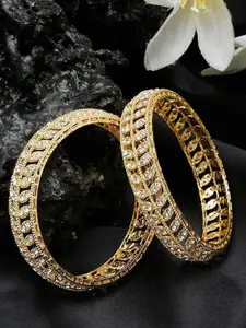 The Pari Set Of 2 Gold-Plated Artificial Stone-Studded Bangles