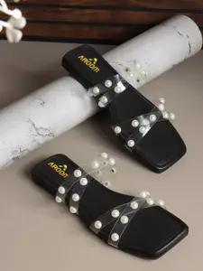 AROOM Women Embellished Open Toe Flats