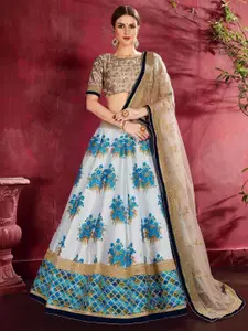 ODETTE Embroidered Semi-Stitched Lehenga & Unstitched Blouse With Dupatta