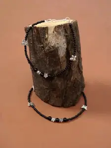 HIGH TRENDZ Silver-Plated Artificial Beaded Anklets