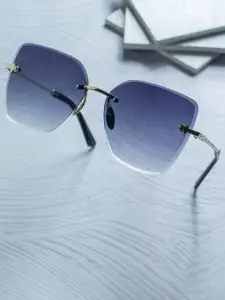 Leeway Rimless Richmen Women UV Protected Rectangle Sunglasses LW-2007-2-BLACK