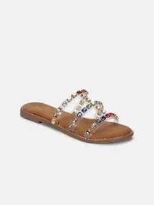 Marc Loire Women Embellished Ethnic Open Toe Flats