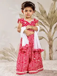 VASTRAMAY Girls Embroidered Cotton Ready to Wear Lehenga & Blouse With Dupatta