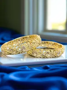 The Pari Set Of 2 Gold-Plated American Diamond-Studded Bangles