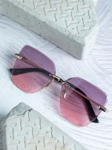 Leeway Women UV Protected Lens Rectangle Sunglasses LW-2007-2-DARKPINK