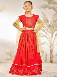 VASTRAMAY Girls Embroidered Ready to Wear Lehenga & Blouse With Dupatta