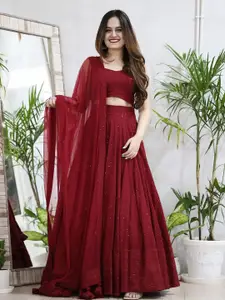 DIVASTRI Women Embroidered Sequins Semi-Stitched Lehenga & Unstitched Blouse With Dupatta