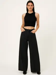 THIRD QUADRANT Women Comfort Wide Leg High-Rise Jeans