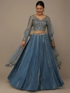 DIVASTRI Women Sequinned Semi-Stitched Lehenga & Unstitched Blouse With Dupatta