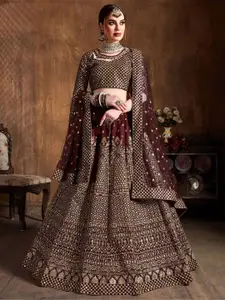 ODETTE Embroidered Semi-Stitched Lehenga & Unstitched Blouse With Dupatta