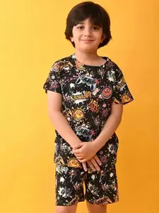 HEERALI FASHION Boys Printed Short Sleeves T-shirt With Shorts