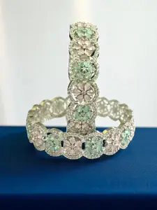 The Pari Set Of 2 Rhodium-Plated American Diamond-Studded Bangles