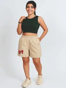 GAB Women Printed Regular Fit High-Rise Cotton Shorts